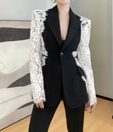 HEYFANCYSTYLE Women's Couture Lace Sleeve Blazer